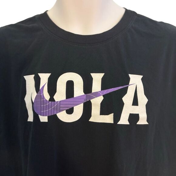 Nike NOLA T Shirt Swoosh size XL Black New Orleans Louisiana Athletic Athleisure - Picture 2 of 4